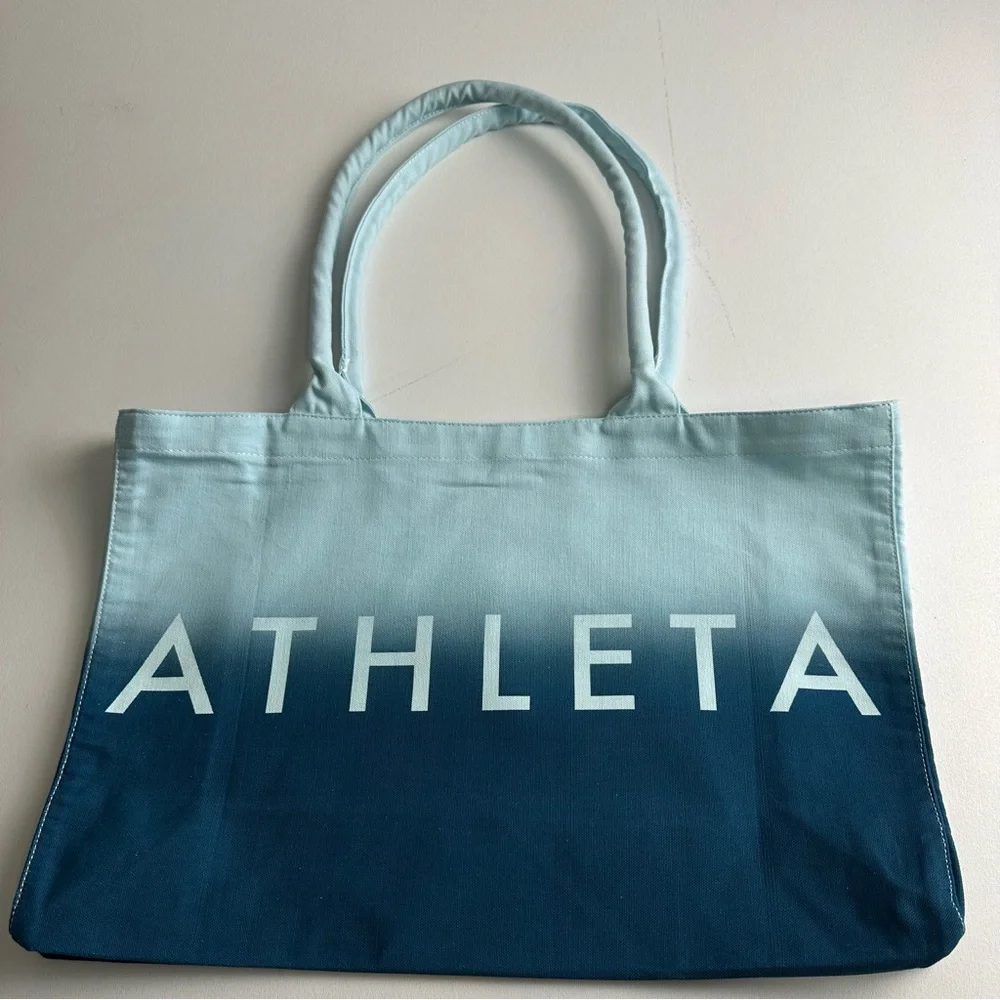 Athleta Blue Ombre‎ shoulder canvas tote bag with rope handles